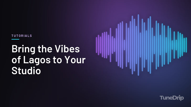 Bring the Vibes of Lagos to Your Studio: TuneDrip cover with violet-to-cyan spectrum bars on a dark background