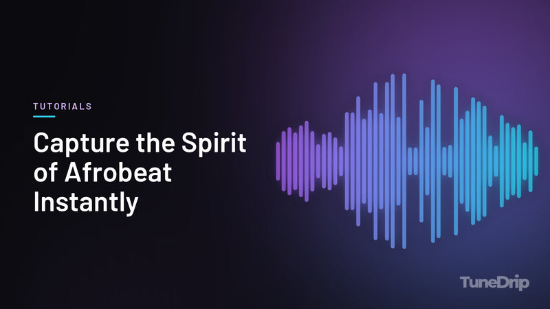 Capture the Spirit of Afrobeat Instantly: TuneDrip cover with violet-to-cyan spectrum bars on a dark background