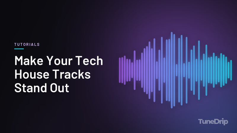 Make Your Tech House Tracks Stand Out: TuneDrip cover with violet-to-cyan spectrum bars on a dark background