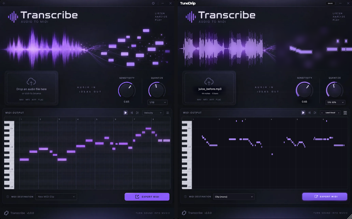 Transcribe interface