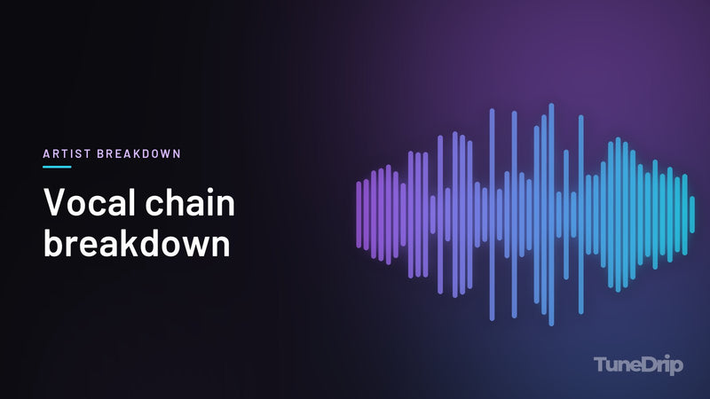 Vocal chain breakdown: TuneDrip cover with violet-to-cyan spectrum bars on a dark background