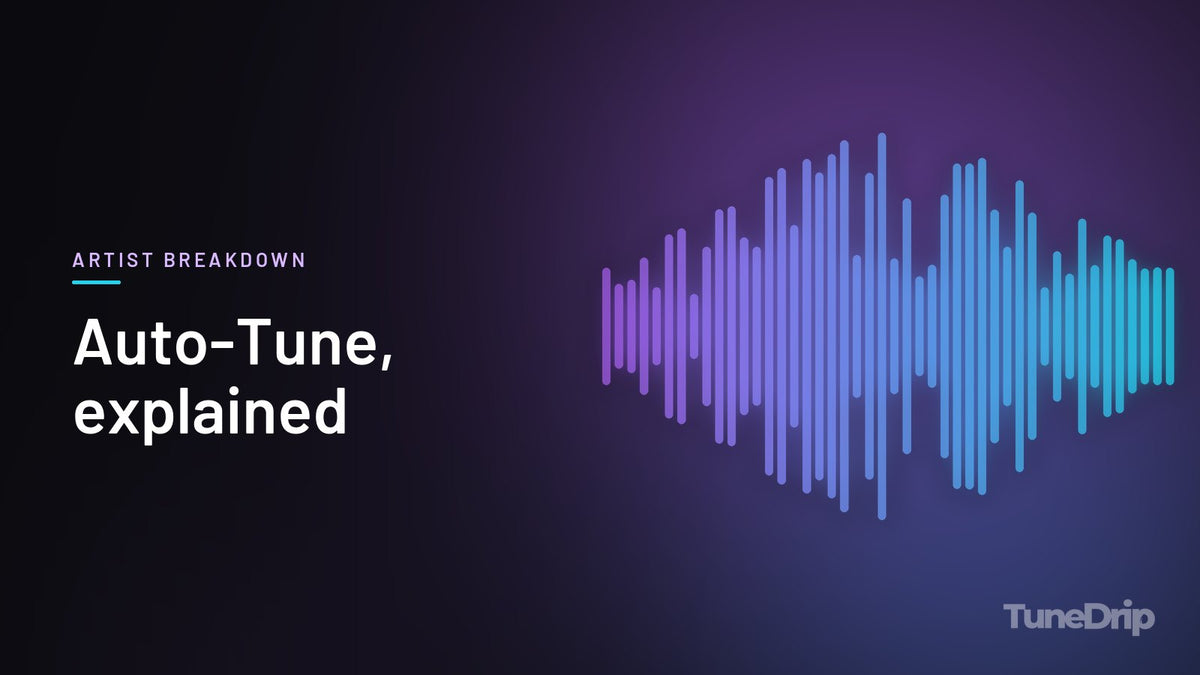 Auto-Tune, explained: TuneDrip cover with violet-to-cyan spectrum bars on a dark background