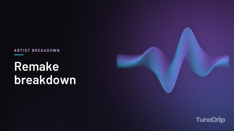 Remake breakdown: TuneDrip cover with glowing violet-to-cyan waveform lines on a dark background