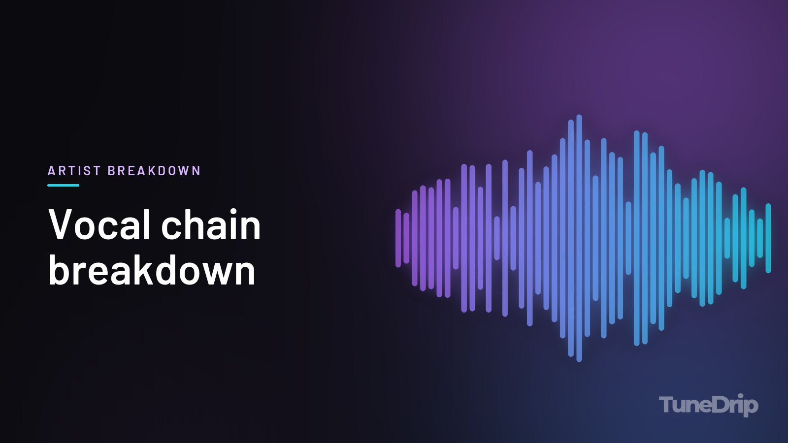 Vocal chain breakdown: TuneDrip cover with violet-to-cyan spectrum bars on a dark background