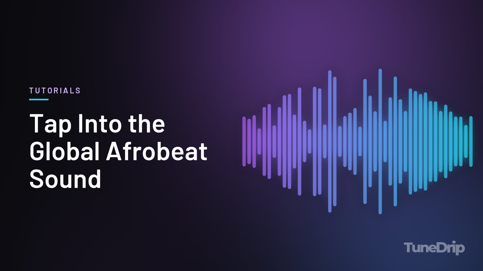 Tap Into the Global Afrobeat Sound: TuneDrip cover with violet-to-cyan spectrum bars on a dark background