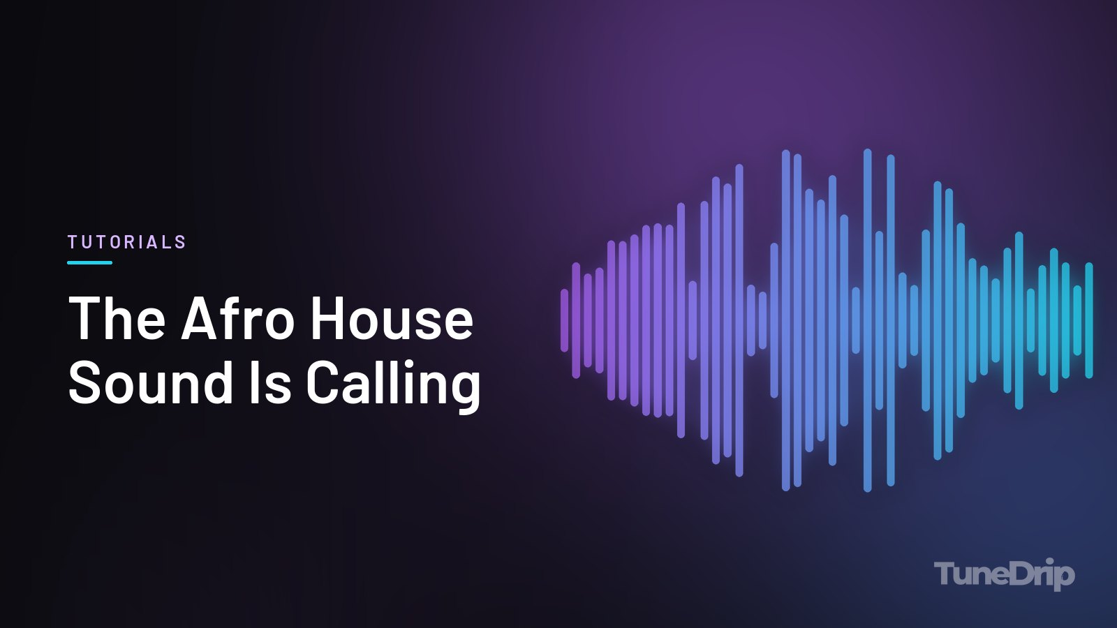 The Afro House Sound Is Calling: TuneDrip cover with violet-to-cyan spectrum bars on a dark background
