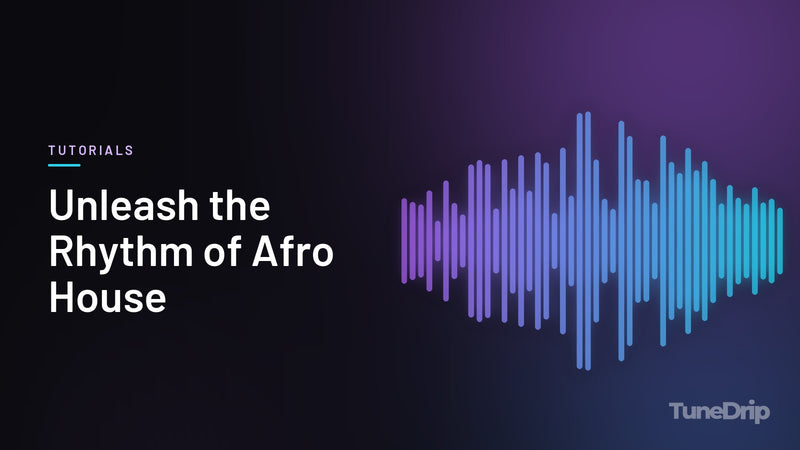 Unleash the Rhythm of Afro House: TuneDrip cover with violet-to-cyan spectrum bars on a dark background