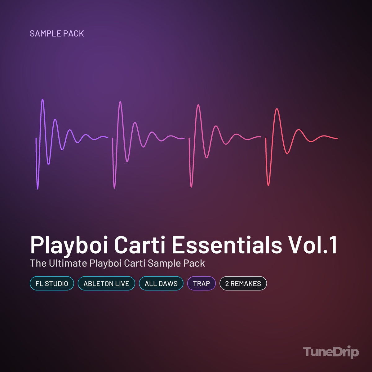 Playboi Carti Essentials Vol.1 : The Ultimate Playboi Carti Sample Pack: sample pack cover, fl studio, ableton live, all daws, trap, 2 remakes