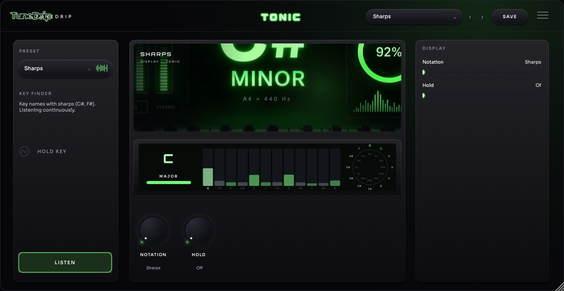 TuneDrip Tonic interface 1